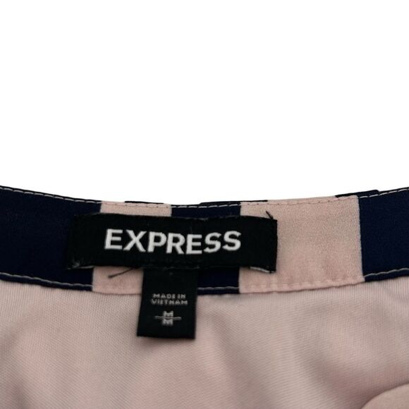 Express pink white and navy stripe dress with tie waist size medium - Picture 5 of 6